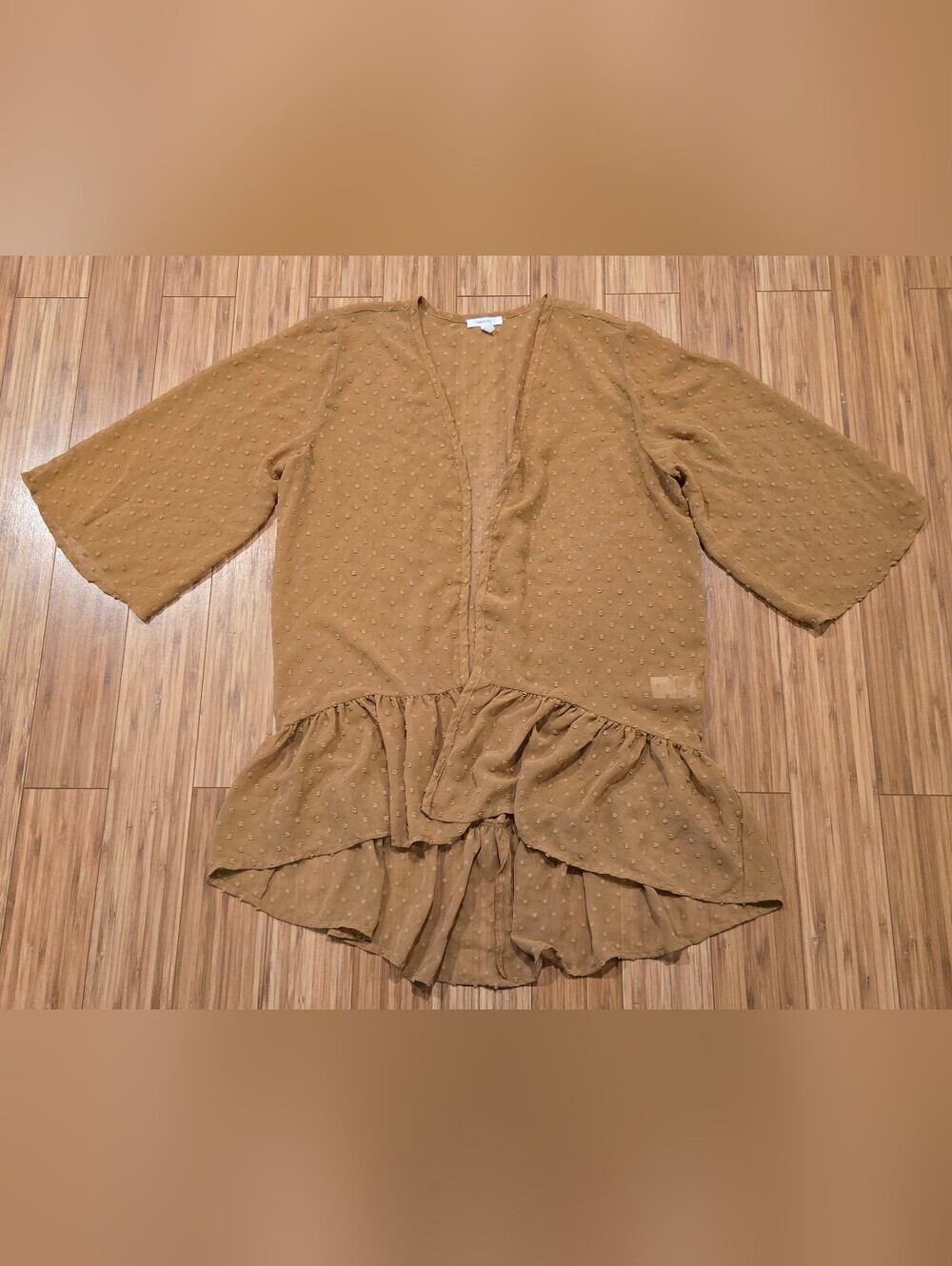 Maurices Mustard Textured Ruffle-Hem Jacket